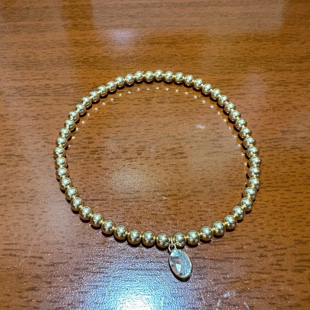 14K Gold Beaded Bracelet with Gemstone